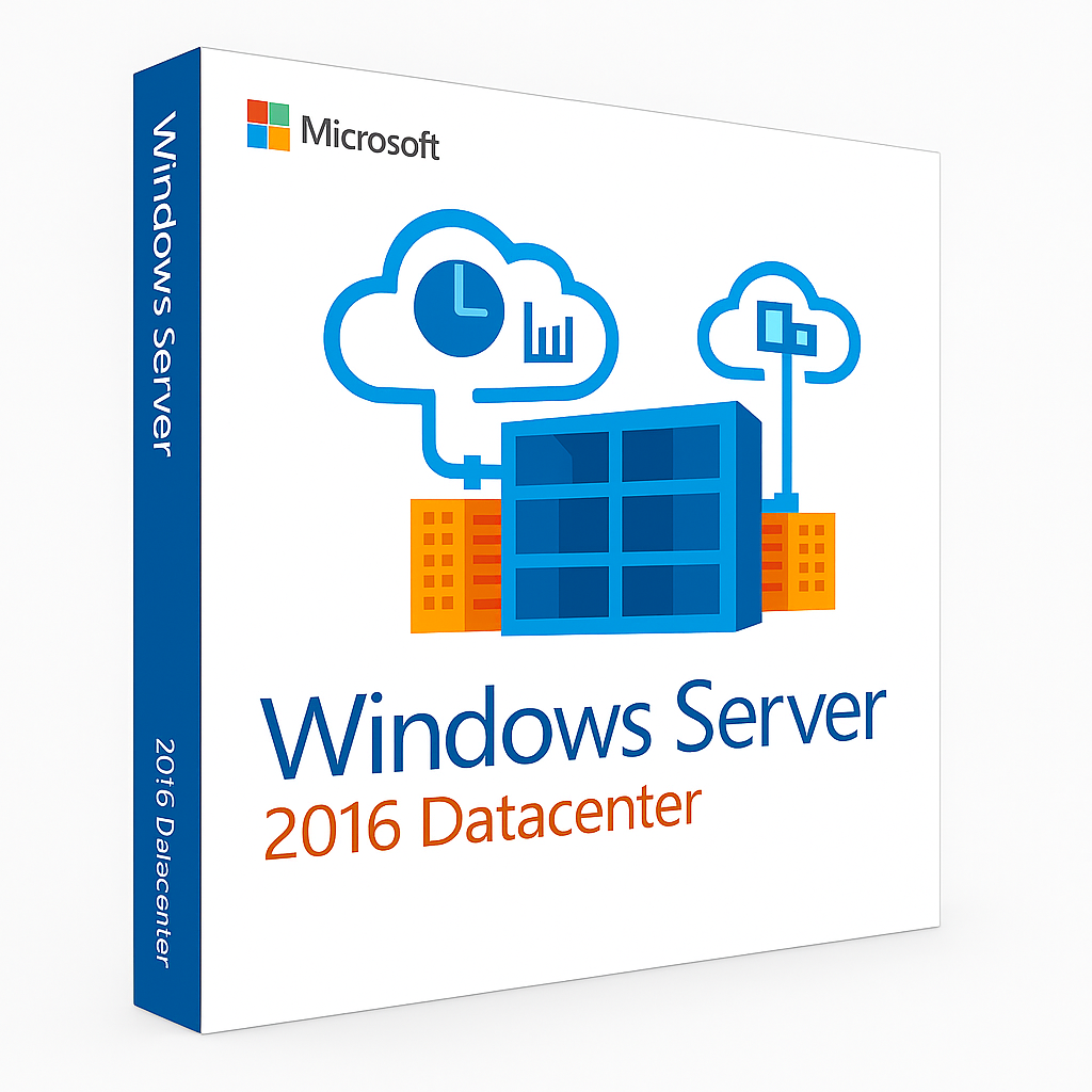 Clé Windows Server 2016 Datacenter – Licence officielle Microsoft – Virtualisation illimitée – Solution complète pour datacenters et entreprises – Activation rapide – Compatible serveurs Windows