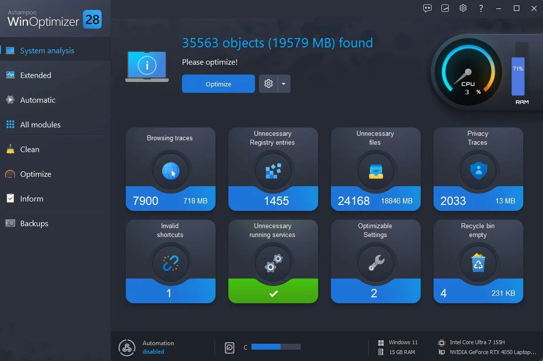 Win­Optimizer 28- 1 PC - Licence perpétuelle